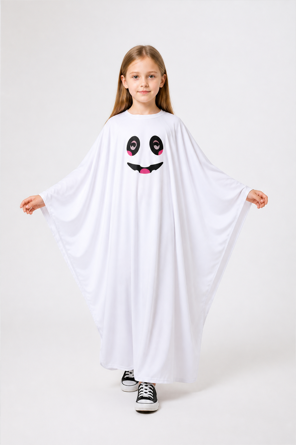 White Halloween Ghost Cape with Face Costume Capes detail 2