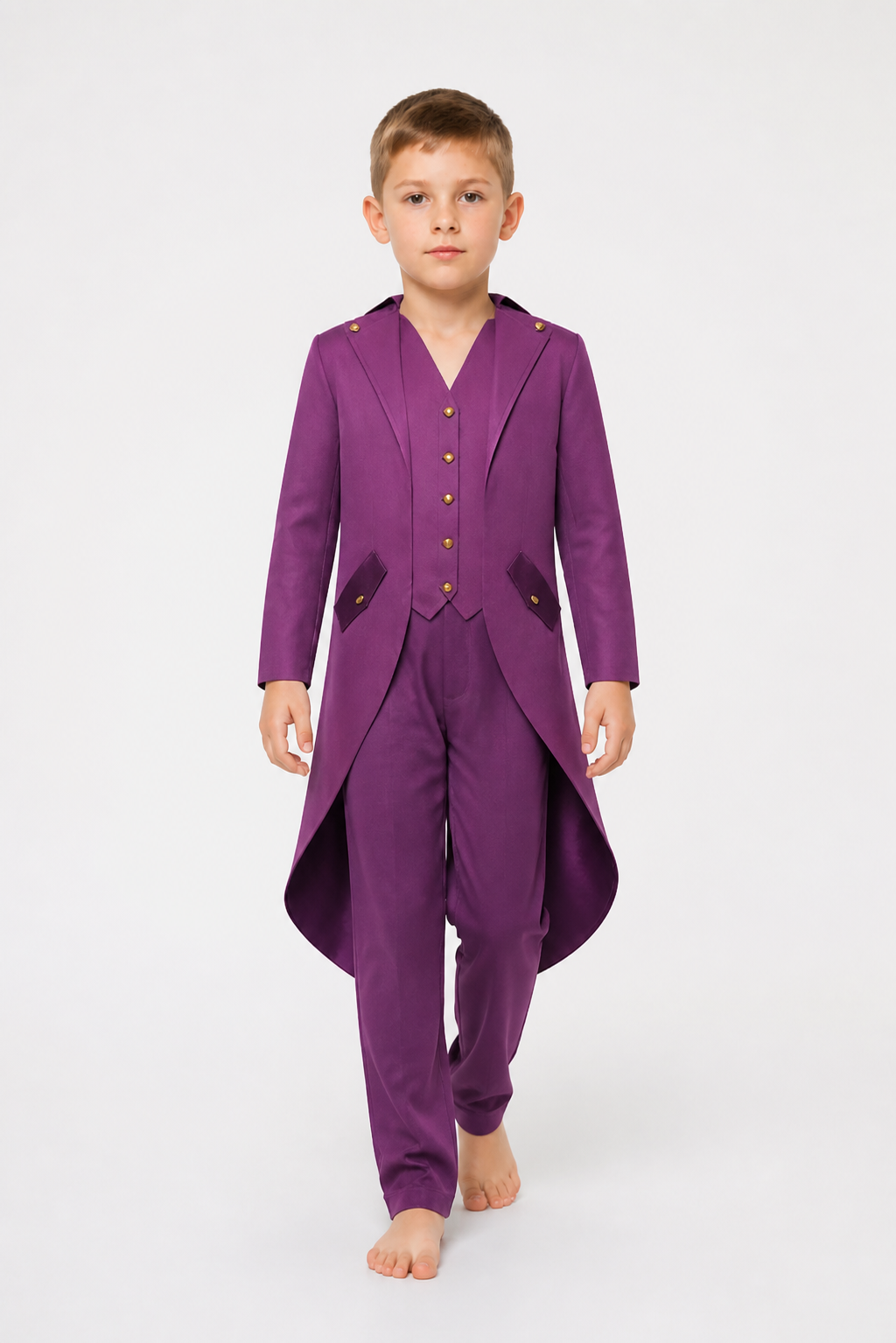 Purple Tailcoat with Lapels and Gold Buttons product detail 2