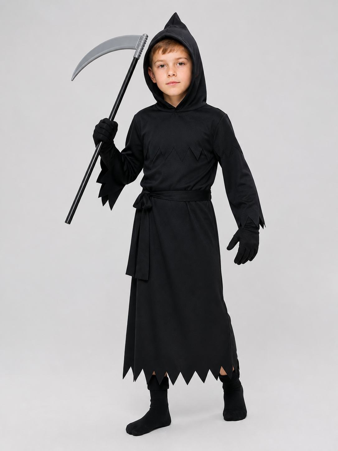 Hooded Grim Reaper Costume with Mask, Scythe Included