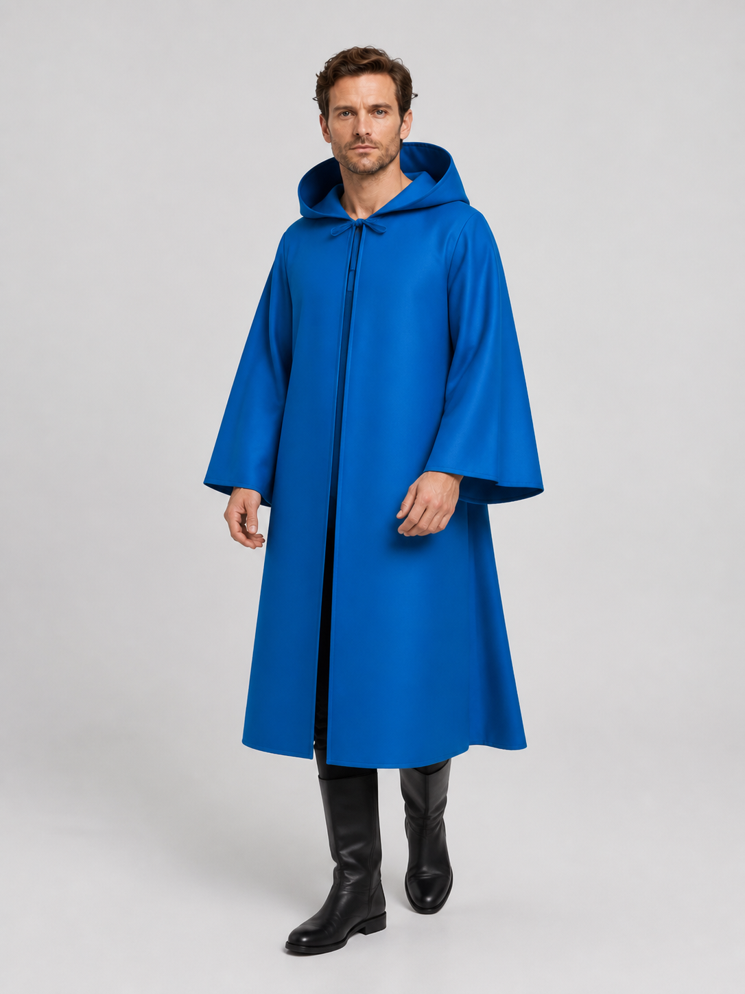 Blue Long Hooded Cloak for Halloween and Cosplay Costume Capes detail