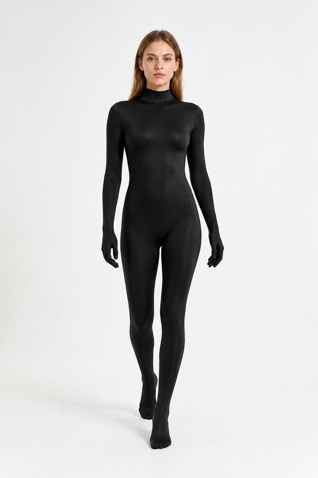 Form-fitting black jumpsuit with covered hands and feet product detail 2