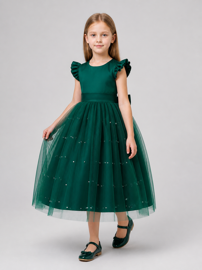 Dark Green Princess Dress with Tulle and Polka Dots Costume Dresses detail 2