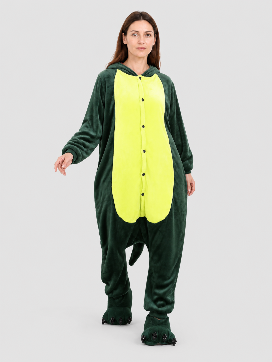 Flannel Crocodile Hooded Pajama Jumpsuit product detail 2