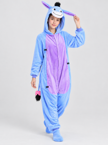 Flannel Kigurumi Pajama with Hood and Bow-Tailed
