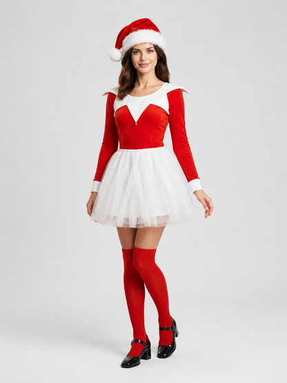 Short Red and White Dress with a Full Skirt Costume Dresses detail 2