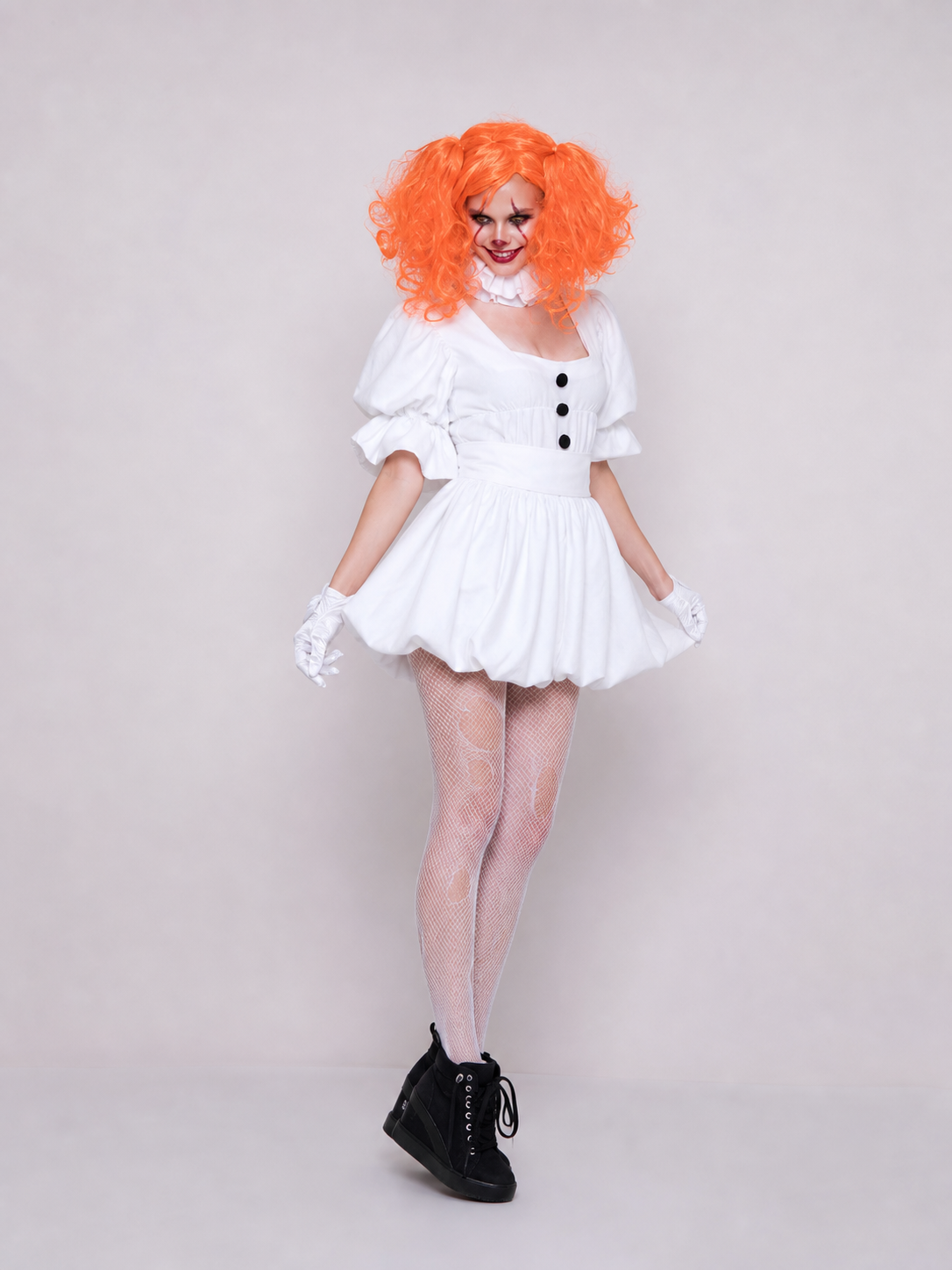 Clown Cosplay Costume with a White Puffed Dress Costume Dresses detail 2