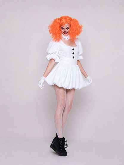 Clown Cosplay Costume with a White Puffed Dress Costume Dresses detail 2