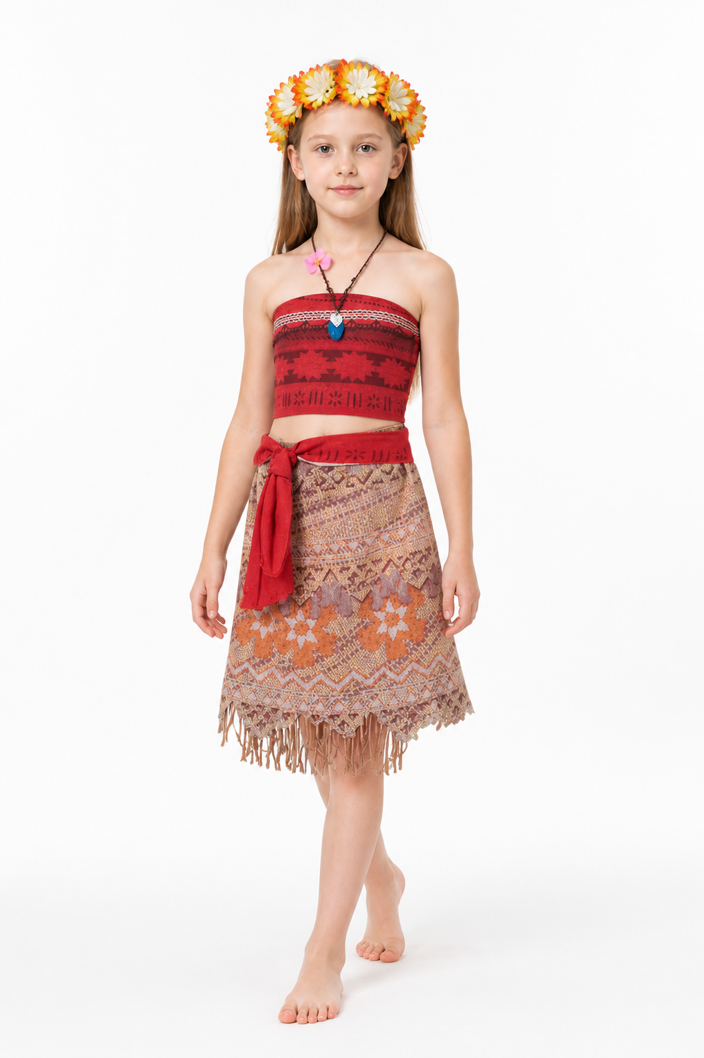 Moana Carnival Costume with Skirt and Flower Crown Costume Headwear detail 2