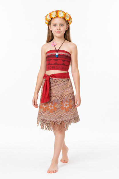 Moana Carnival Costume with Skirt and Flower Crown Costume Headwear detail 2