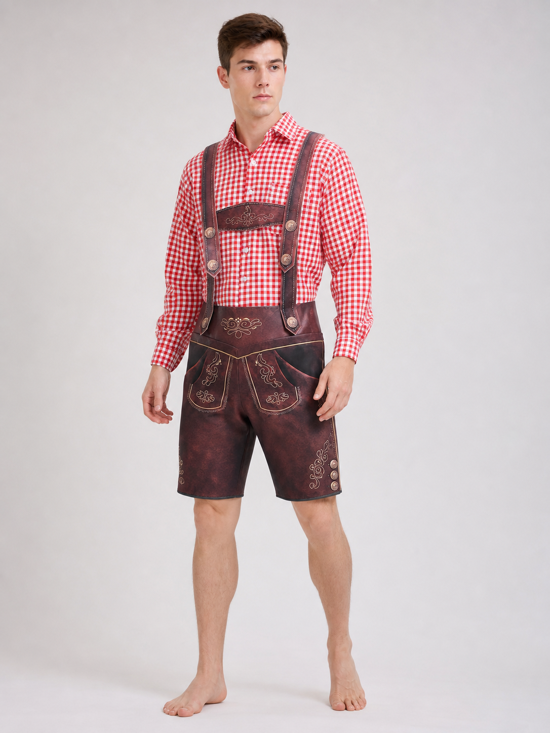Red and White Checkered Shirt for Oktoberfest