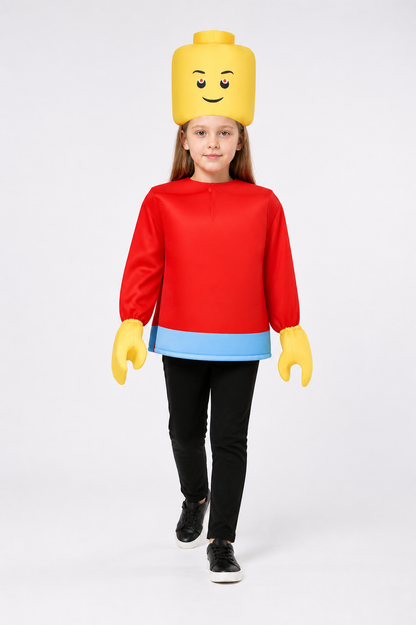 Block Character Costume, Red with Light Blue Trim Costumes detail 2