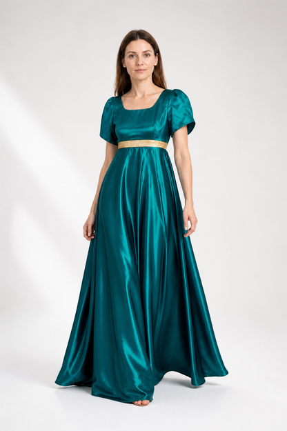 Blue Dress with a Square Neckline and Empire Waist Costume Dresses detail 2