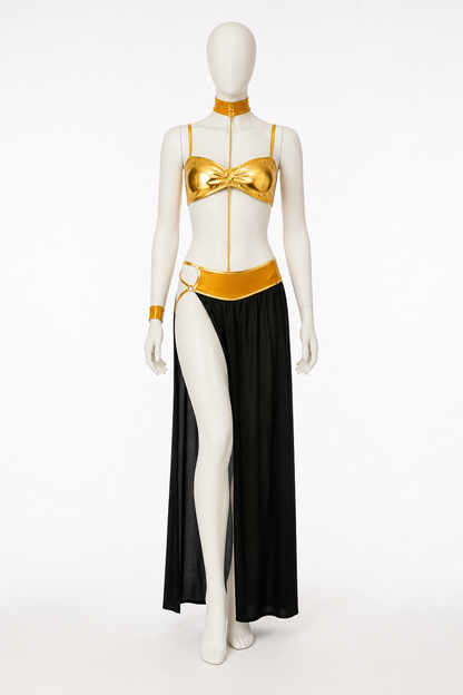 Gold Cleopatra Costume with Long Black Skirt