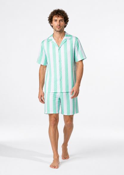 Shirt and Shorts Set, Mint and White Stripes product detail 2