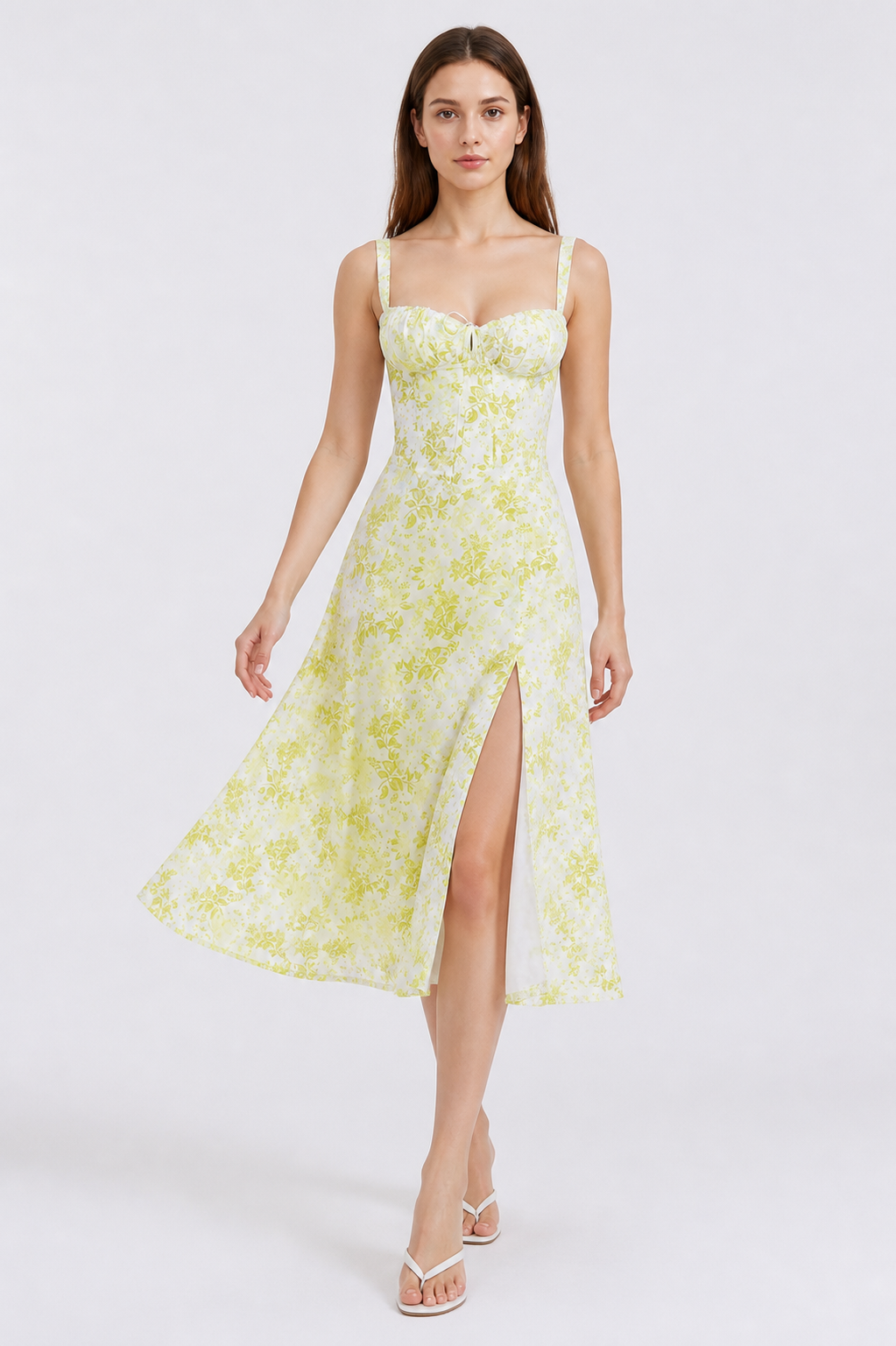 Spaghetti Strap Dress with Slit and Floral Print Costume Dresses detail 2