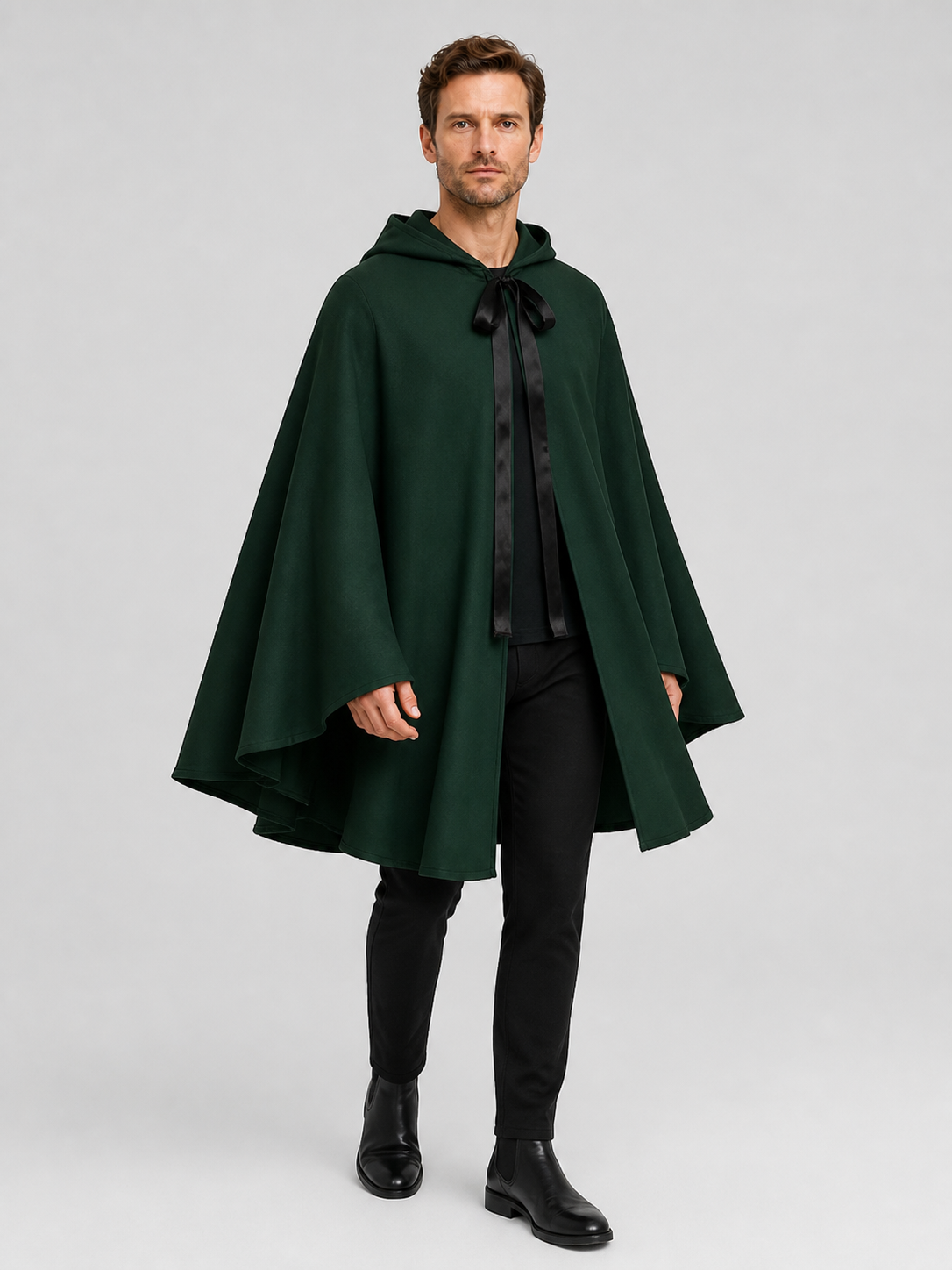 Death Cloak with Hood, Green, for Cosplay and Halloween Costume Capes detail 2
