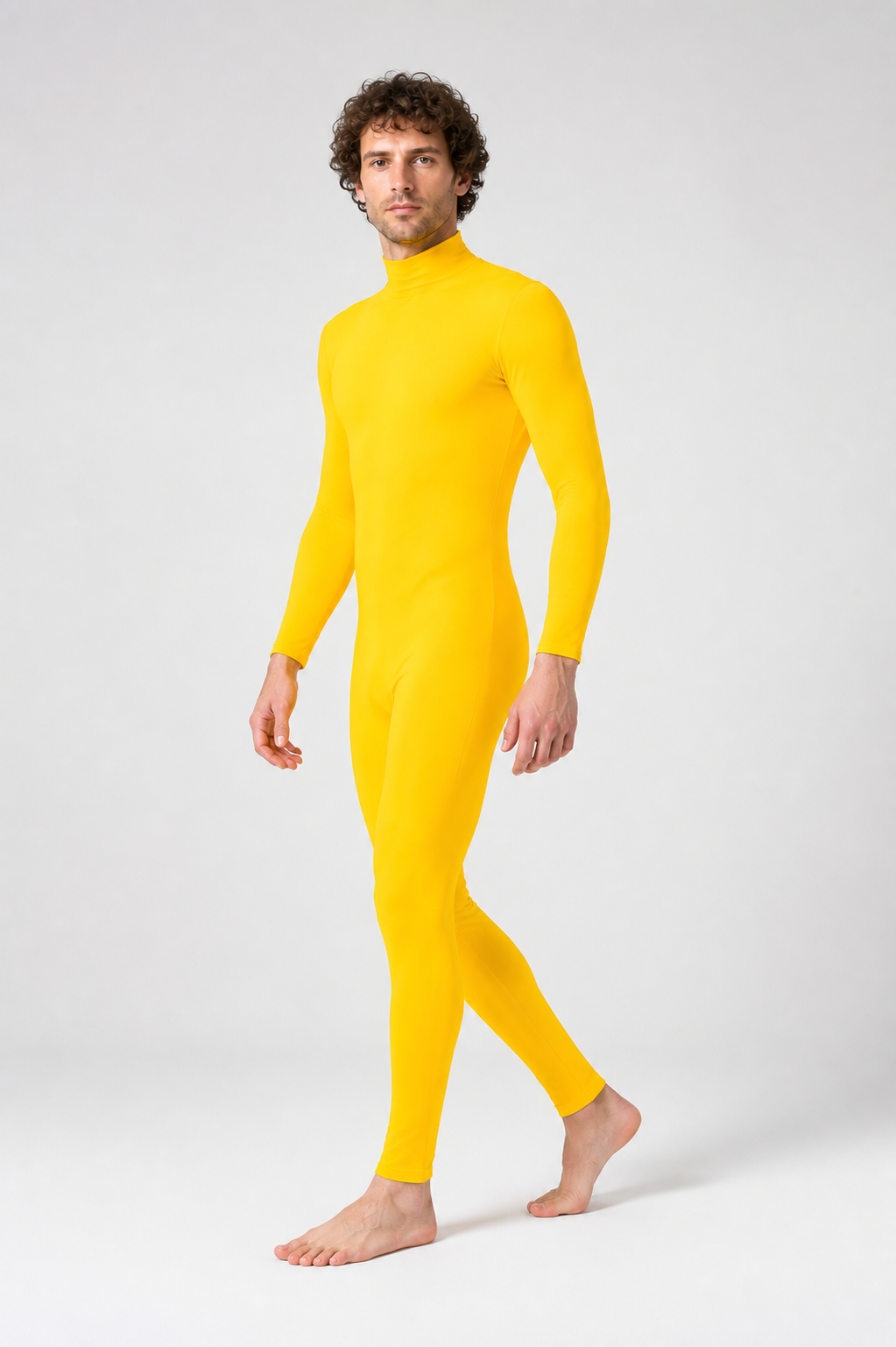 Yellow Tight-Fitting Zentai Jumpsuit with High Collar product detail 2