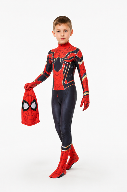 Spider-Man Costume with Mask, Red with Black Pattern Costume Masks detail 2