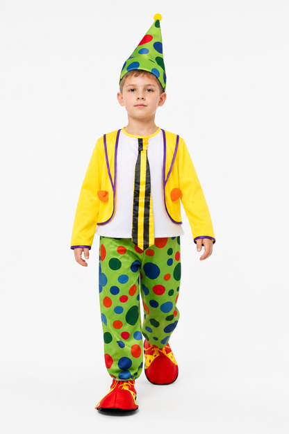 Clown Costume with Hat and Polka-Dot Jumpsuit Costume Headwear detail 2