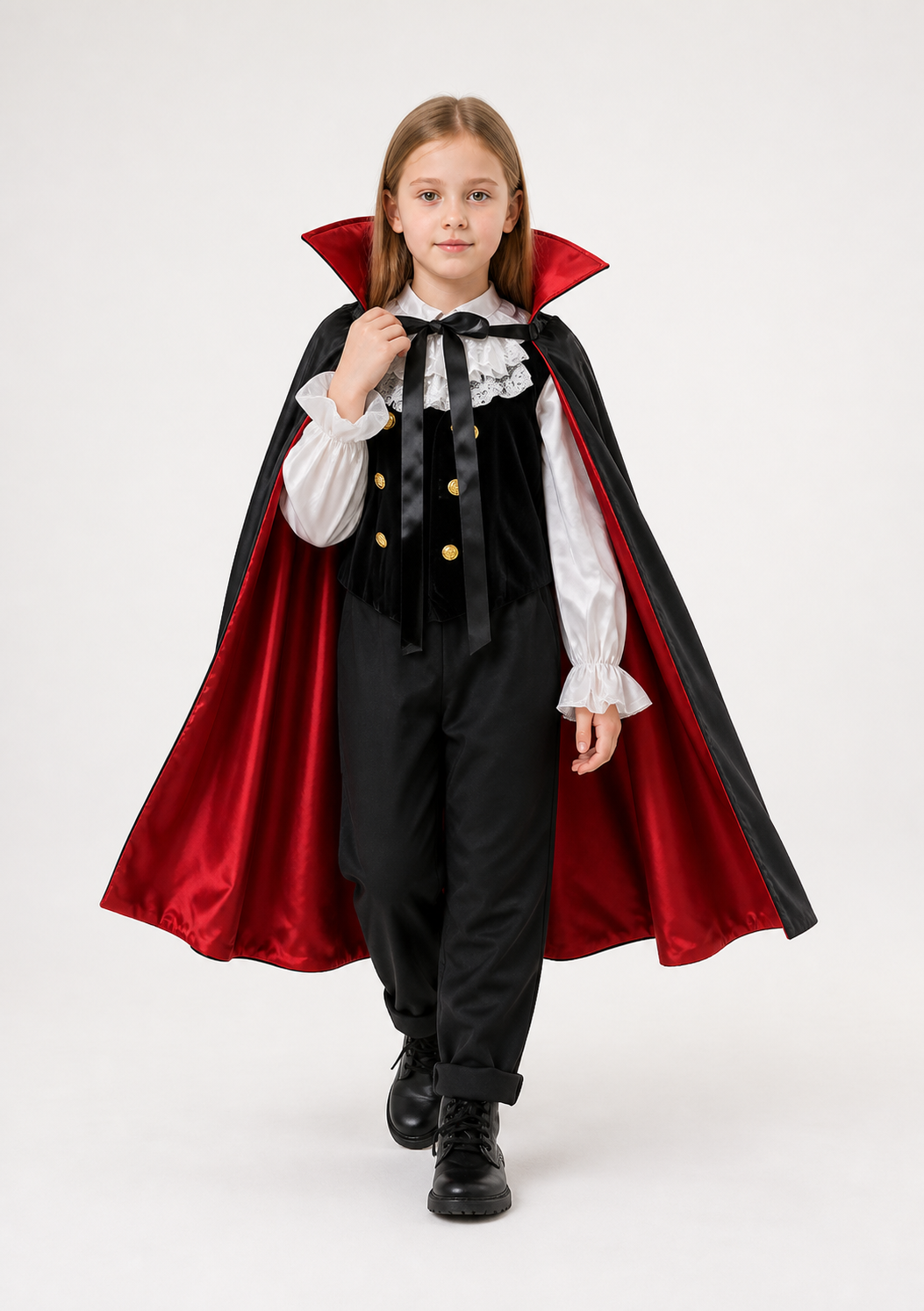 Reversible Carnival Cape, Red and Black Costume Capes detail 2