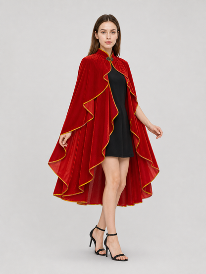 Cape Cloak with a High Collar and Gold Trim
