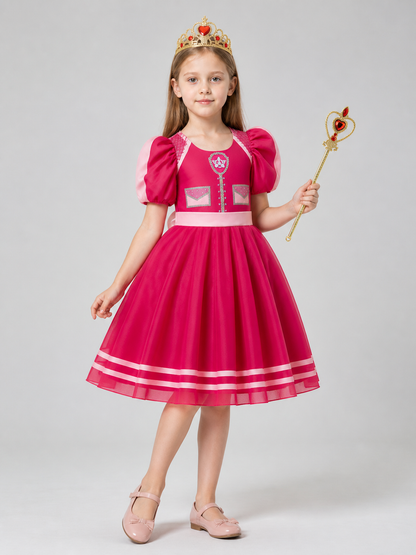 Children's Princess Costume Dress with Crown and Wand