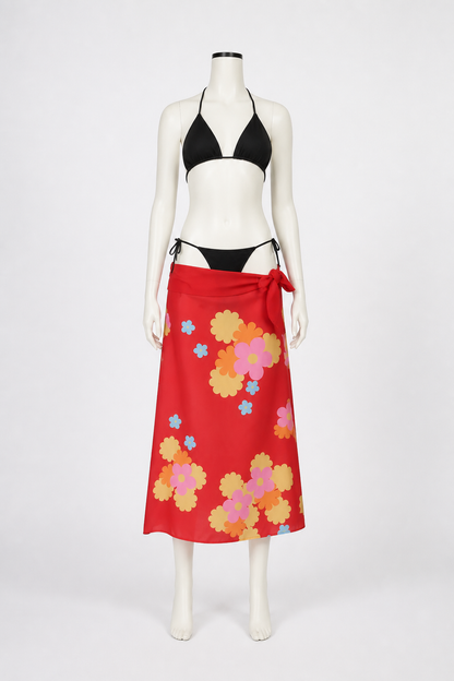 Floral Print Bikini with Skirt for Cosplay Costumes detail 2