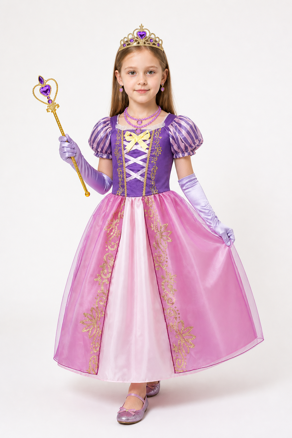 Rapunzel Princess Costume with Crown and Magic Wand Costume Headwear detail 2