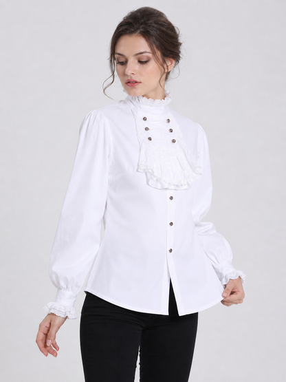 Cosplay Shirt with Jabot and High Collar