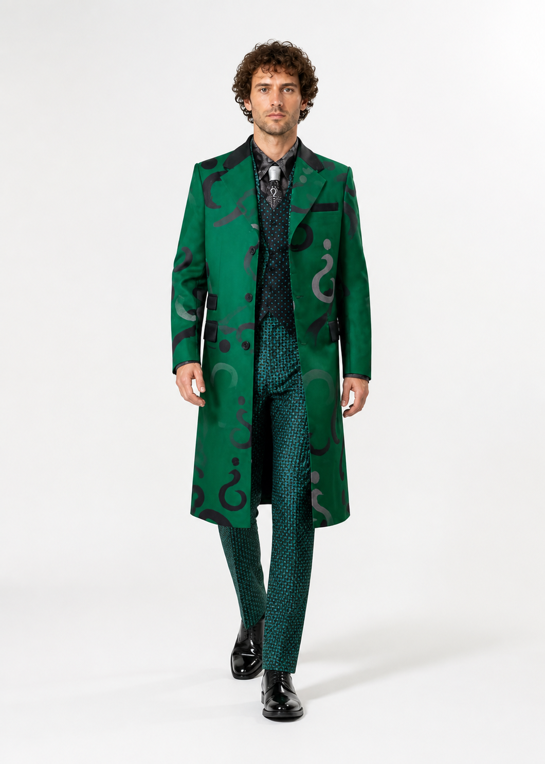Green Riddler Costume with Cape for Cosplay Costume Capes detail 2
