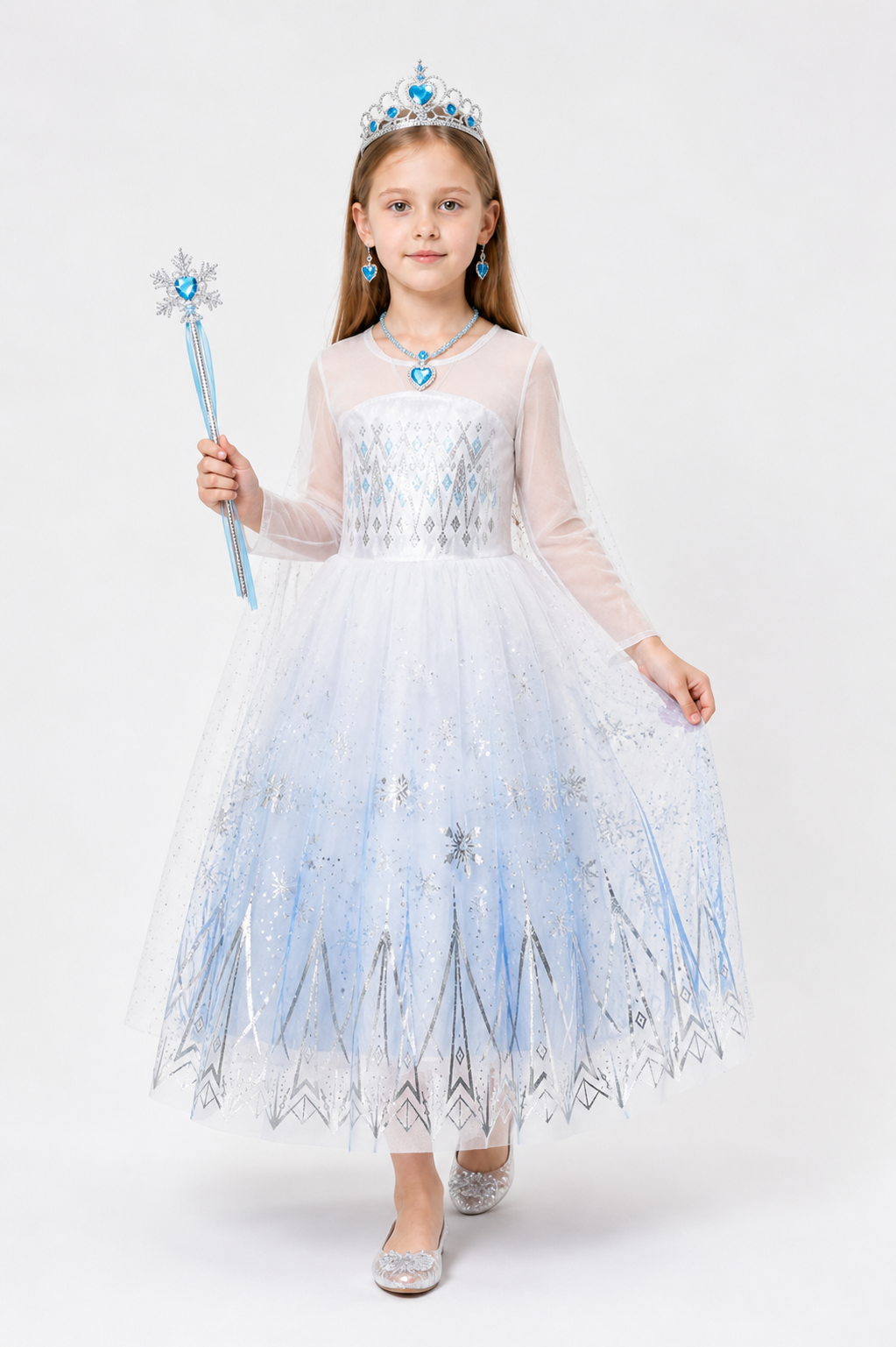 Elsa Dress with Snowflakes for Parties Costume Dresses detail 2