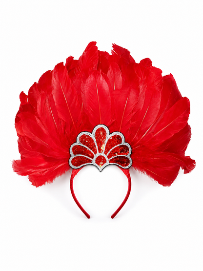 Carnival Headpiece with Red Feathers