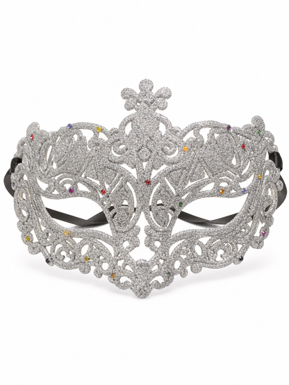 Carnival eye mask with silver glitter