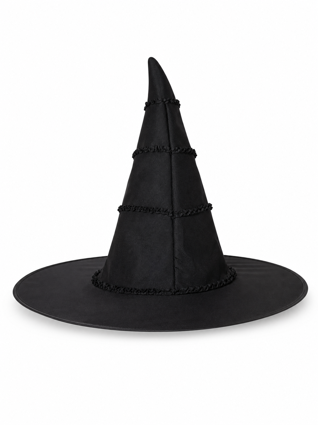 Black Halloween Witch Hat With Glossy Surface, Tall Pointed Crown And Wide Floppy Brim For Witch Cosplay Costume Party Accessory