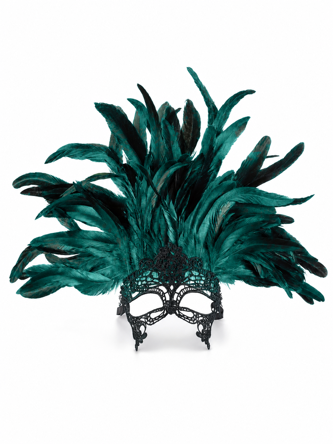 1pc Green Feather Headpiece With Black Lace Eye Mask, Exaggerated Party Style main product view 6