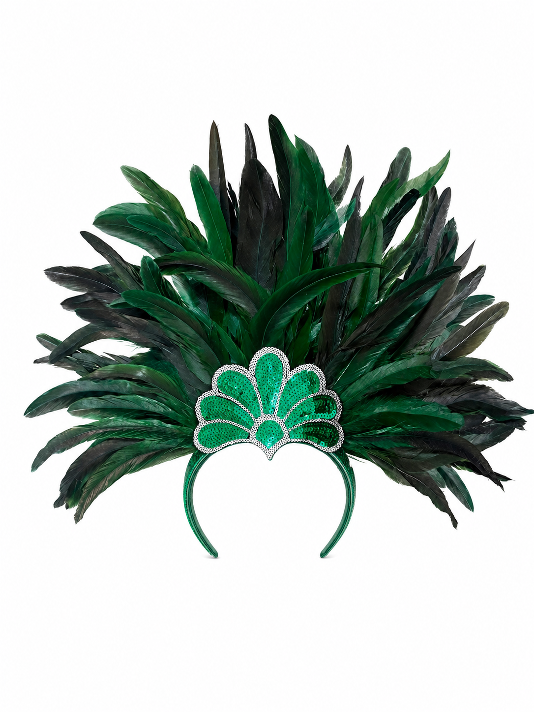Carnival Headpiece with Green Feathers
