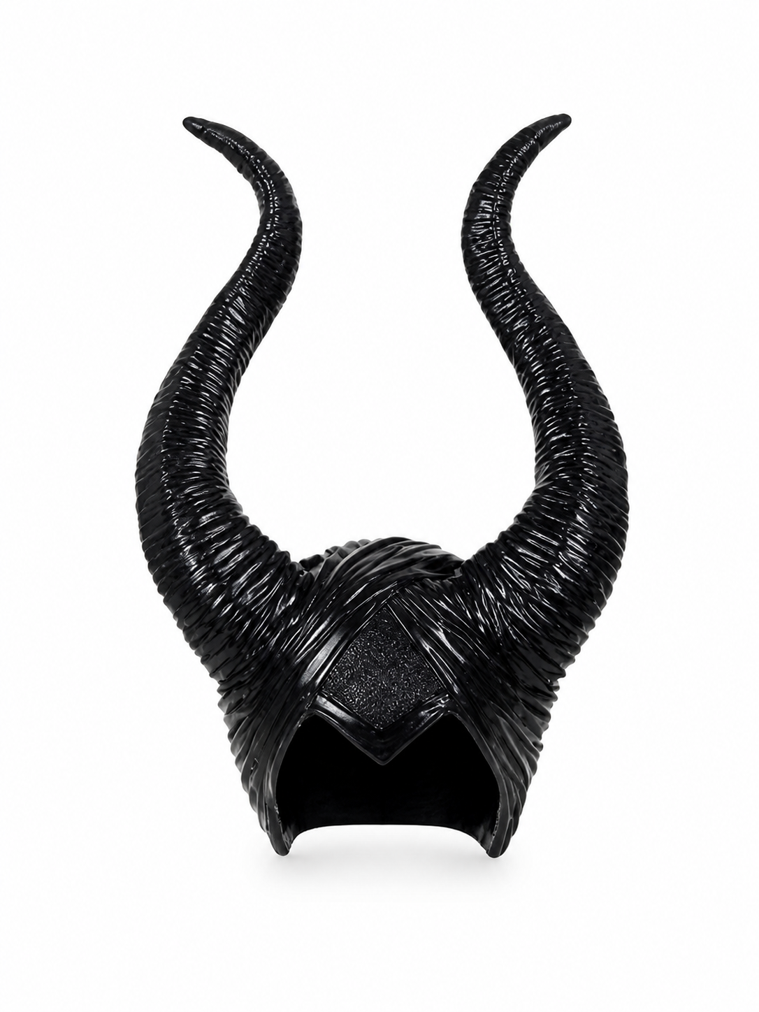 1pc Black Horn Headpiece with Striped Texture, Symmetrical Curved Horns main product view 3