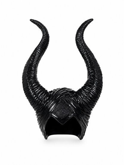 1pc Black Horn Headpiece with Striped Texture, Symmetrical Curved Horns main product view 3