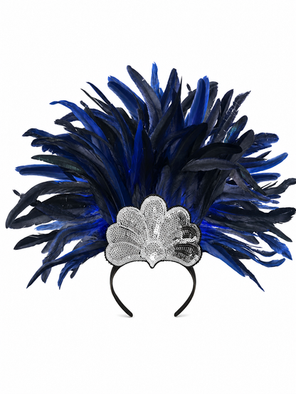 Carnival Headpiece with Blue Feathers