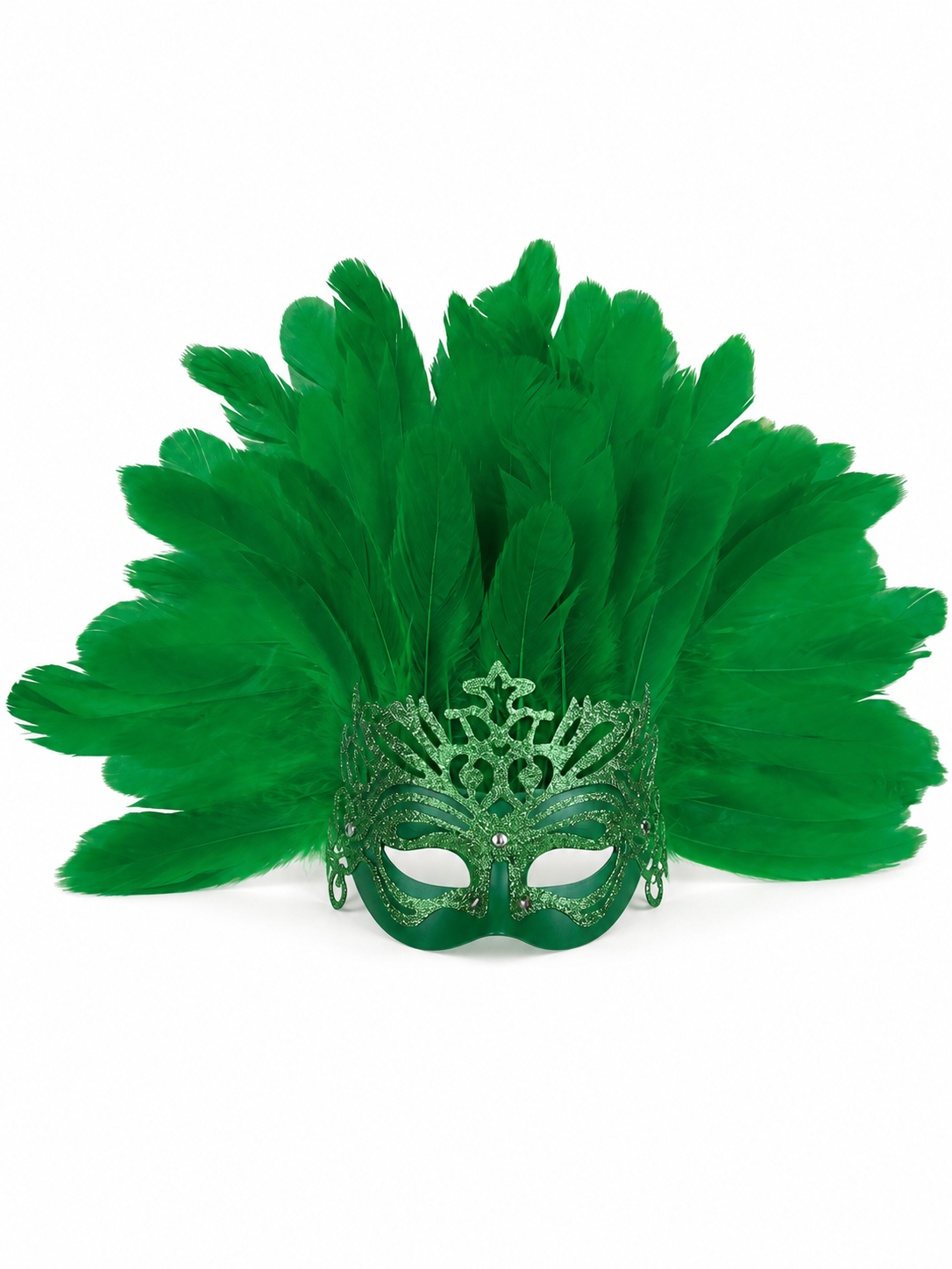 Feathered Headpiece with Mask for Masquerade