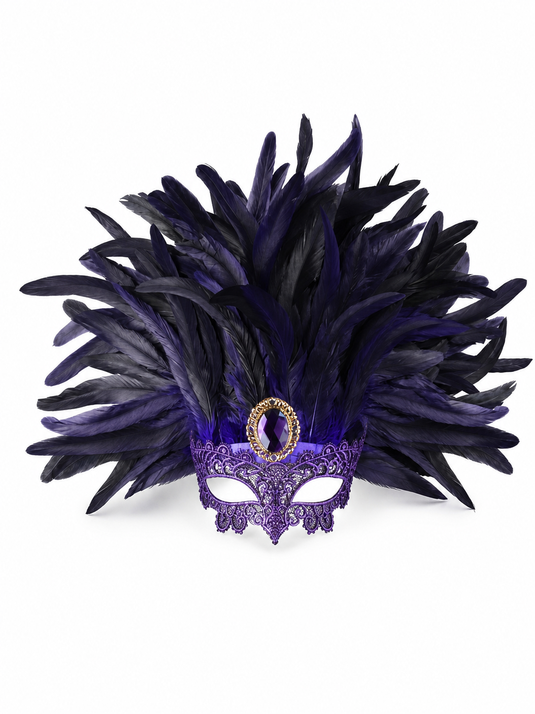 Carnival Feather Headpiece with Mask