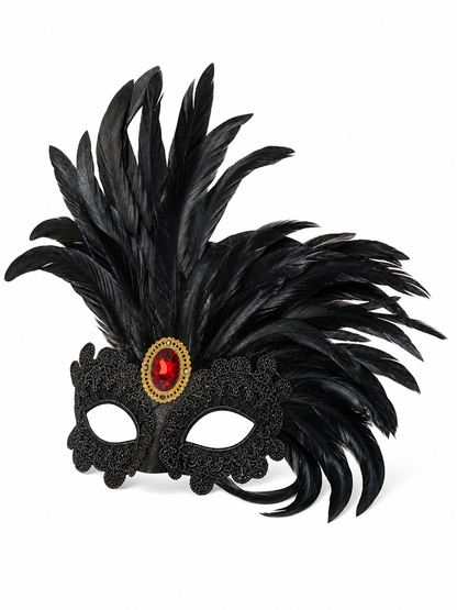 Carnival Headpiece with Black Feathers