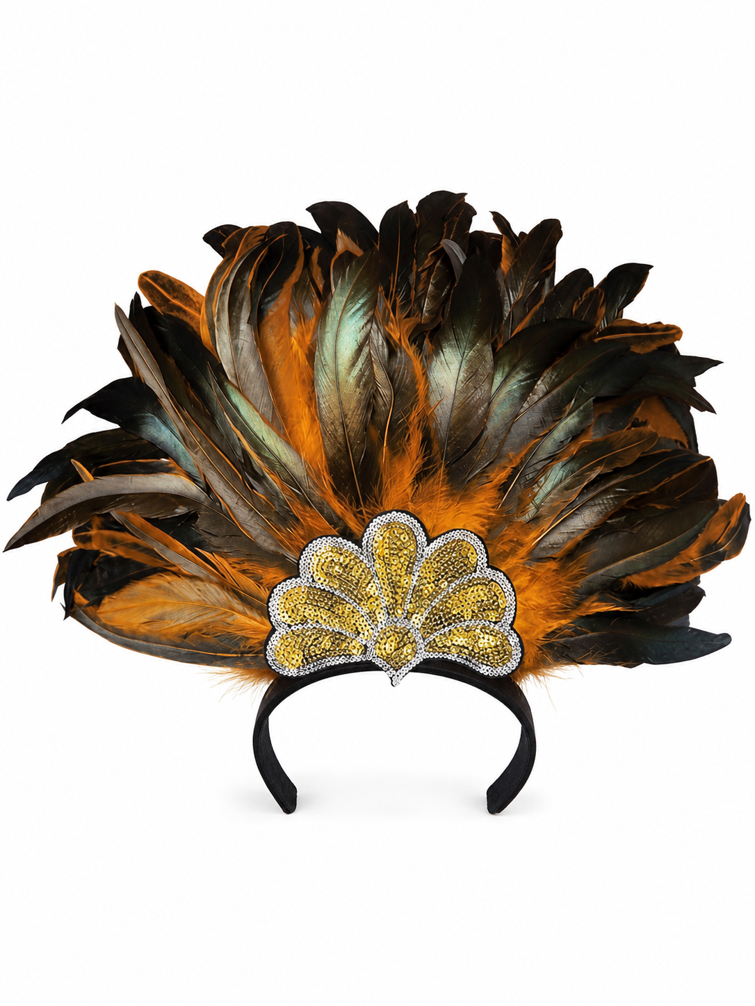 Feathered Headpiece with Gold Sequins