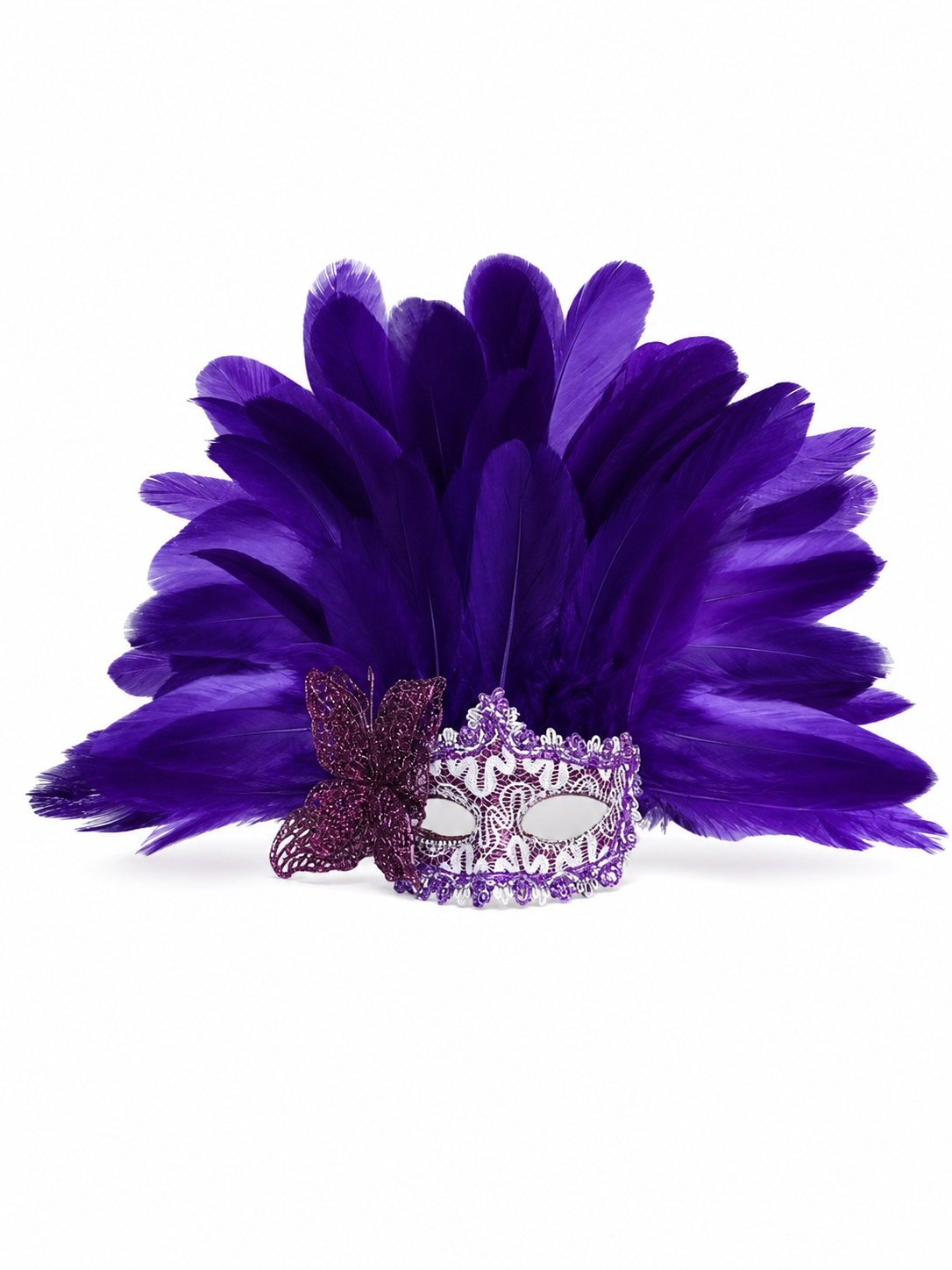 Carnival headdress with feathers and a mask