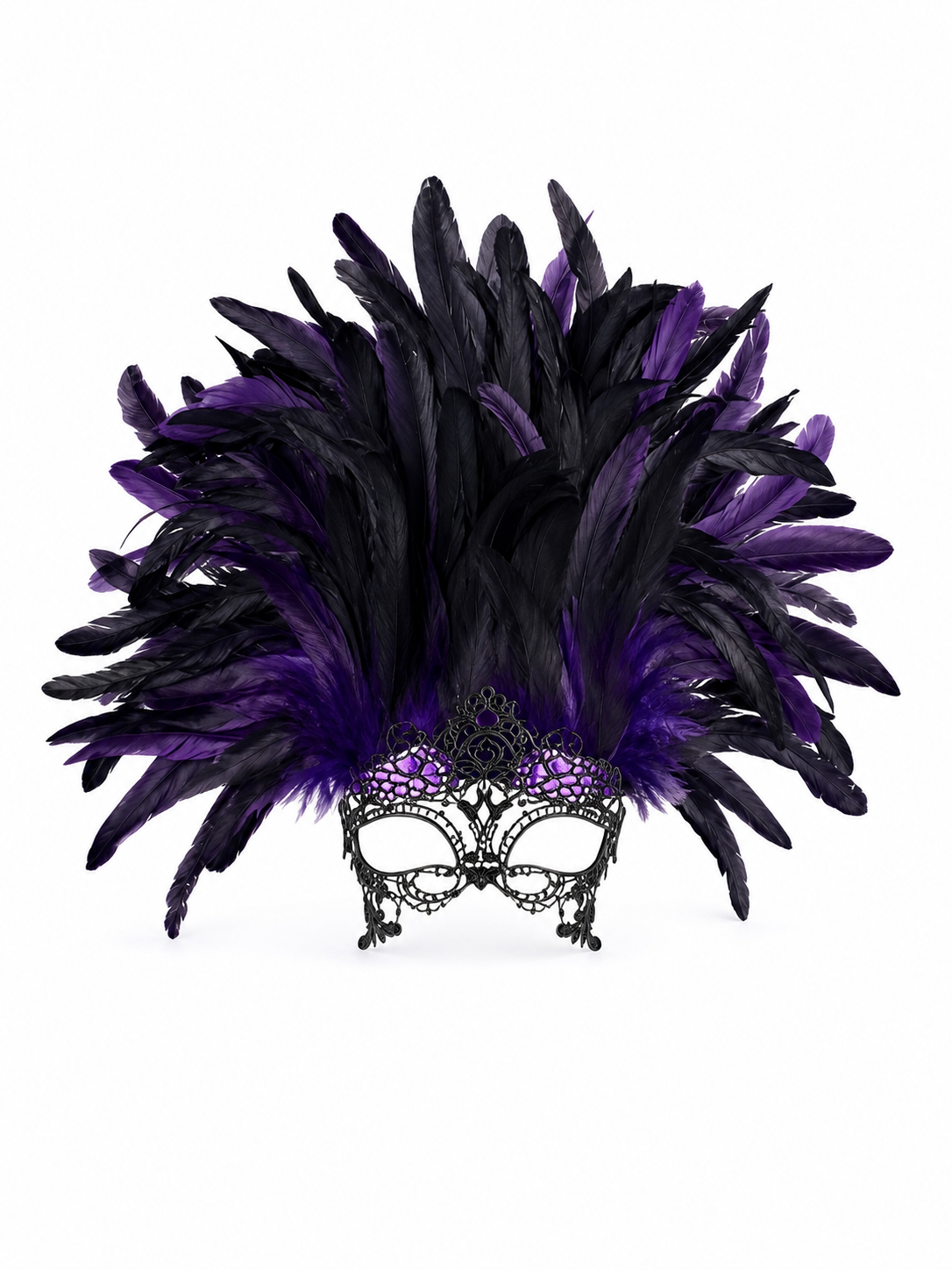 Carnival Headpiece with Feathers and Mask