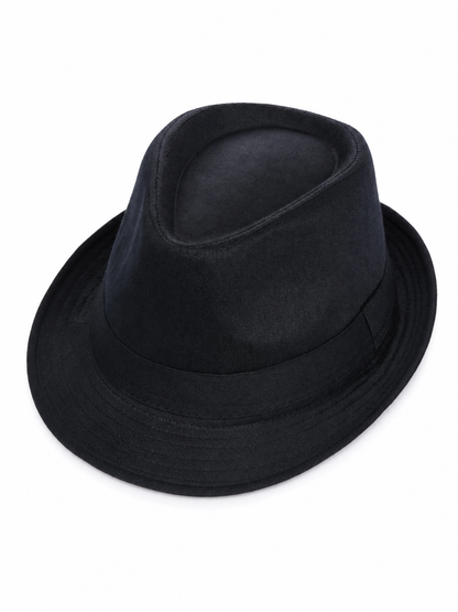 Black Wide-Brimmed Costume Fedora Hat