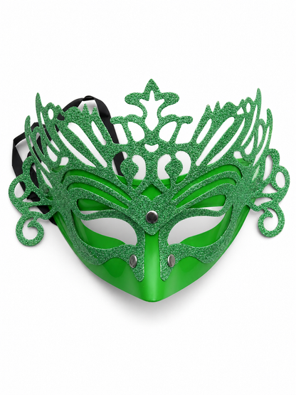 Green Glitter Carnival Headdress Mask
