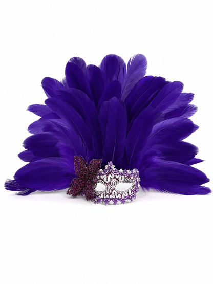 Carnival headdress with feathers and a mask