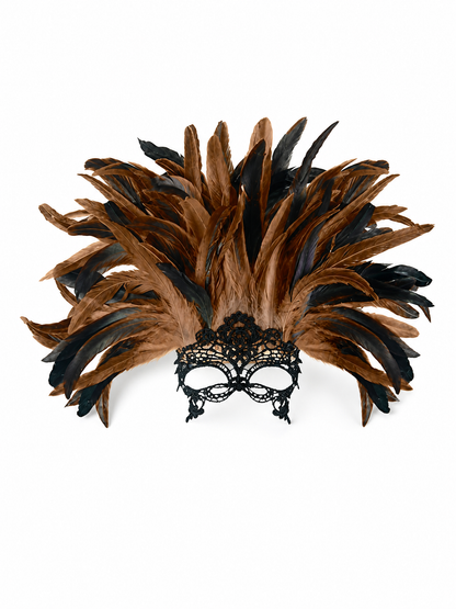 Carnival Headpiece with Feathers and Mask