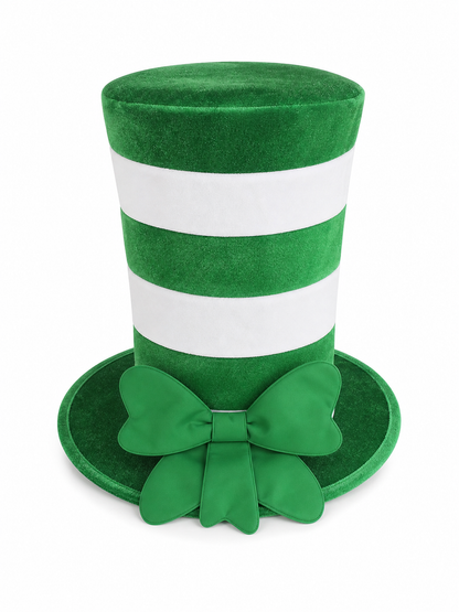 Carnival Top Hat in Green and White Stripes